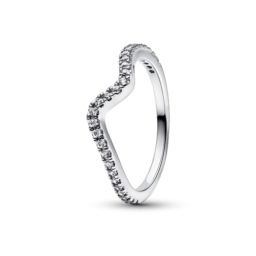 Anillo Ola Brillante Plateado