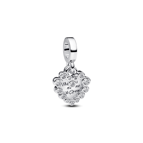 Charm Colgante Doble Corazón Brillante Plateado