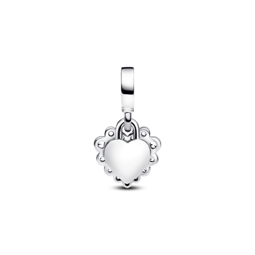 Charm Colgante Doble Corazón Brillante Plateado