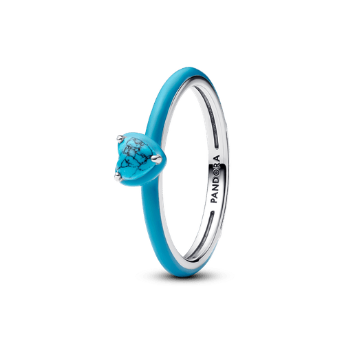 Anillo Gema Corazón Color Turquesa