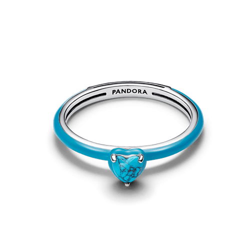 Anillo Gema Corazón Color Turquesa