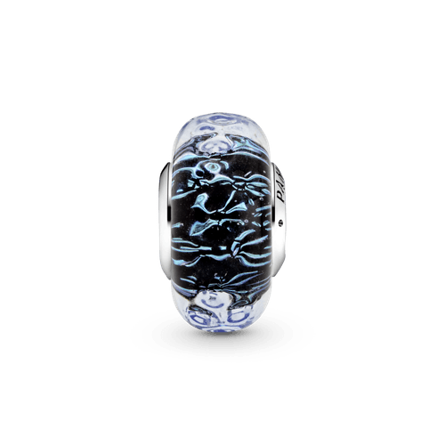 Charm Océano Ondulante De Cristal Murano Azul Oscuro