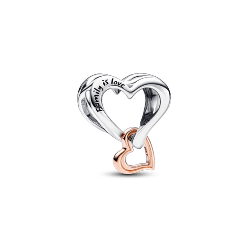 Charm de dos tonos Corazón calado con infinito Recubrimiento en Oro Rosa de 14k