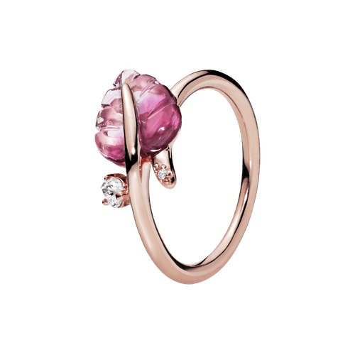 Anillo Hoja en cristal de Murano rosa