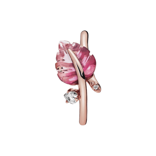 Anillo Hoja en cristal de Murano rosa