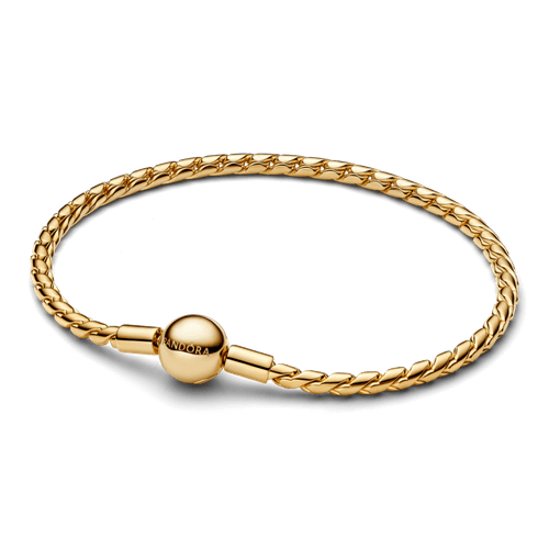 Brazalete De Cadena Trenzada Con Broche Redondo Dorado