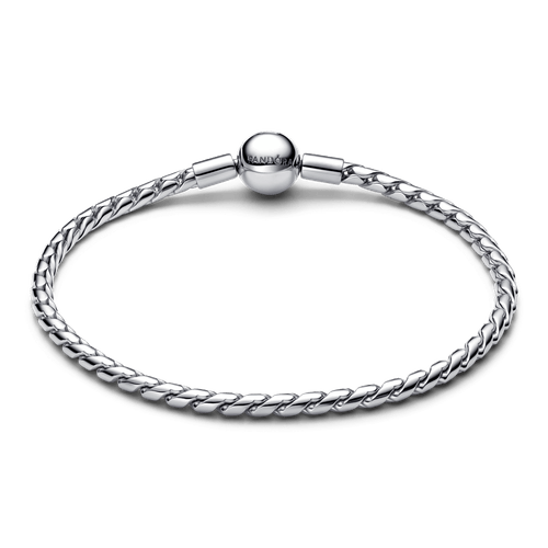 Brazalete De Cadena Trenzada Con Broche Redondo Plateado