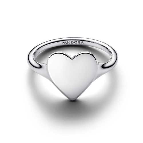 Anillo Corazón Grabable Plateado