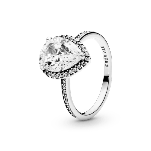 Anillo con halo brillante en forma de gota
