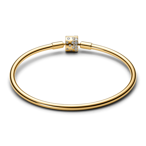 Brazalete Bañado en Oro de 14k con Circonita Cúbica Transparente