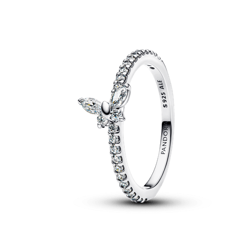 Anillo Mariposa Resplandeciente Plateado