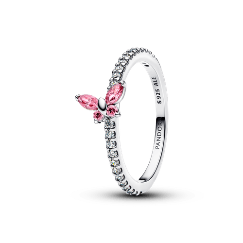 Anillo Mariposa Resplandeciente Rosado