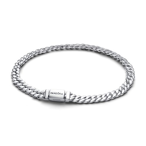Brazalete de Cadena Cubana Plateado