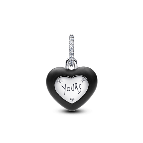 Charm Colgante Candado Corazón Cerámica Negro Mate