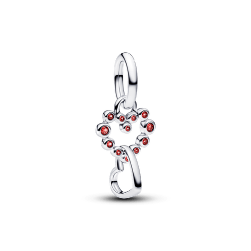 Charm Colgante Corazones Conectados y Piedras Rojas