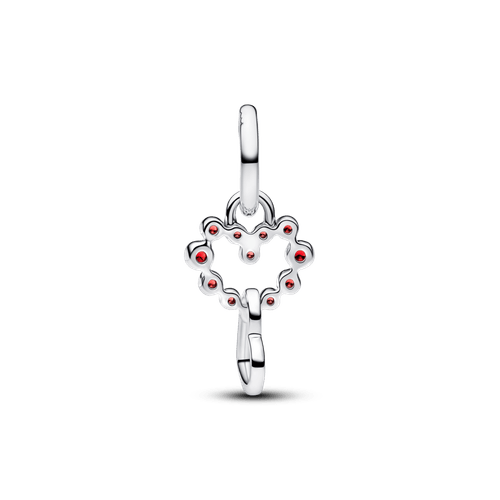 Charm Colgante Corazones Conectados y Piedras Rojas