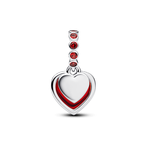 Charm Colgante Doble Corazón Rojo de Cristal Murano