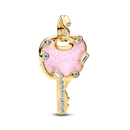 Charm Colgante Grande Llave de Amor Rosado Opalescente