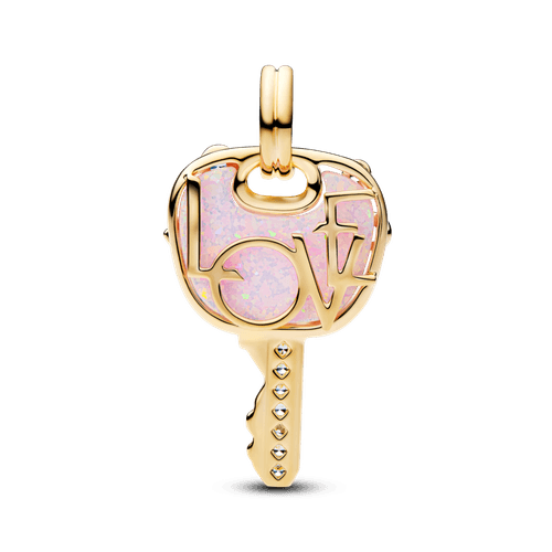 Charm Colgante Grande Llave de Amor Rosado Opalescente