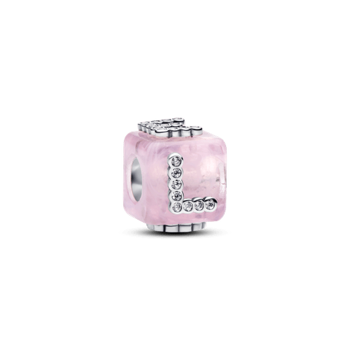 Charm Cubo de Amor de Cristal Murano Rosado