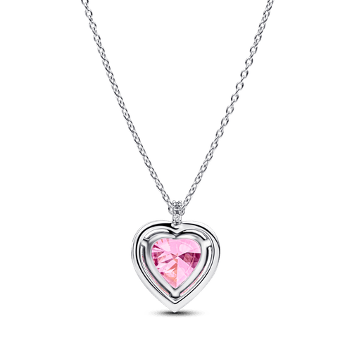 Collar Collier Corazón con Halo Rosa