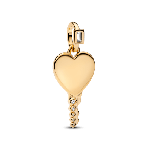 Pendiente Llave Grabable en Forma de Corazón Dorado