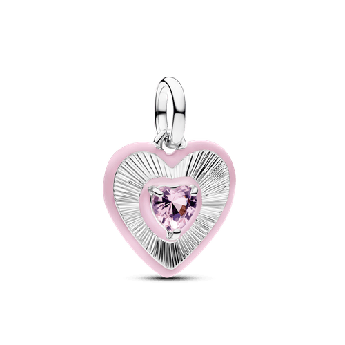 Charm Medallón Corazón Rosa Radiante