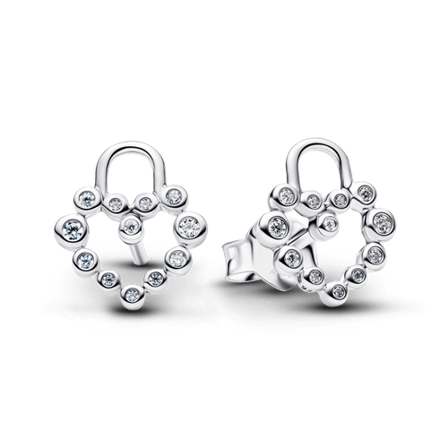 Aretes de Botón Ccandado en Form a de Corazon Reluciente