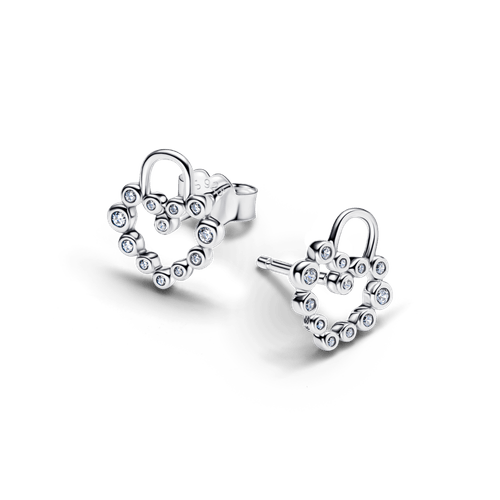 Aretes de Botón Ccandado en Form a de Corazon Reluciente