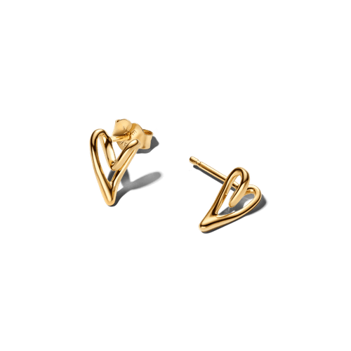 Aretes de Botón Corazón con Forma Orgánica