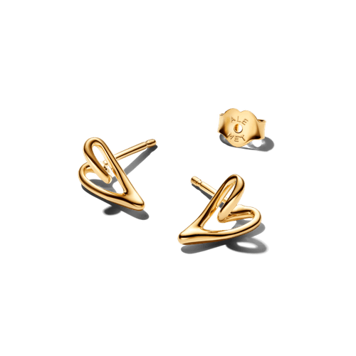 Aretes de Botón Corazón con Forma Orgánica