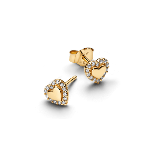 Aretes de Botón Corazón con Halo