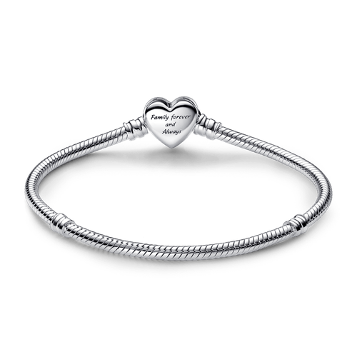 Brazalete cadena de serpiente Pandora Moments con broche Corazón infinito centelleante Pandora Plata Esterlina