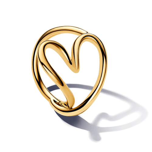 Anillo Corazón Forma Orgánica Dorado