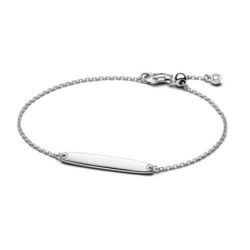 Brazalete de Cadena con Barra Grabable Plateado