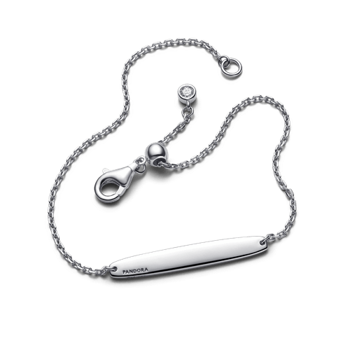 Brazalete de Cadena con Barra Grabable Plateado