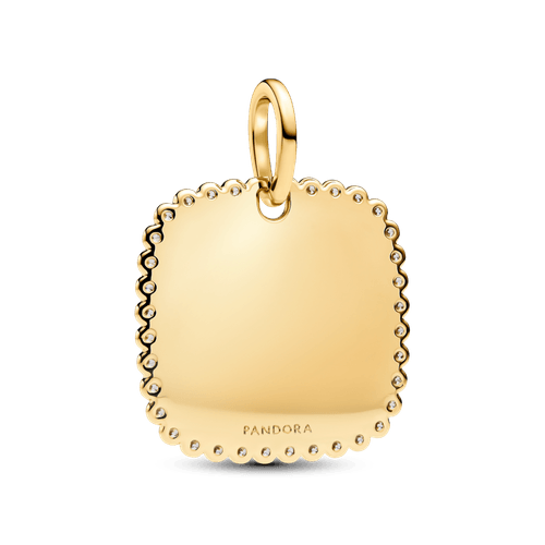 Colgante Placa Grabable Cuadrada Dorado