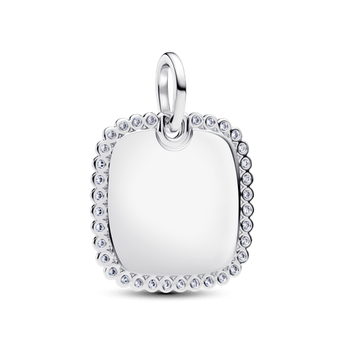 Colgante Placa Grabable Cuadrada Plateado