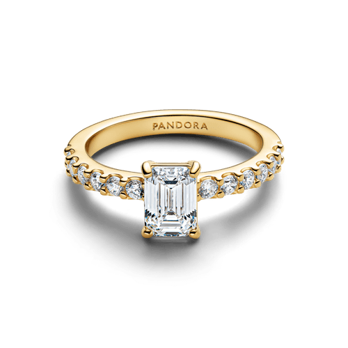 Anillo Halo Rectangular Reluciente